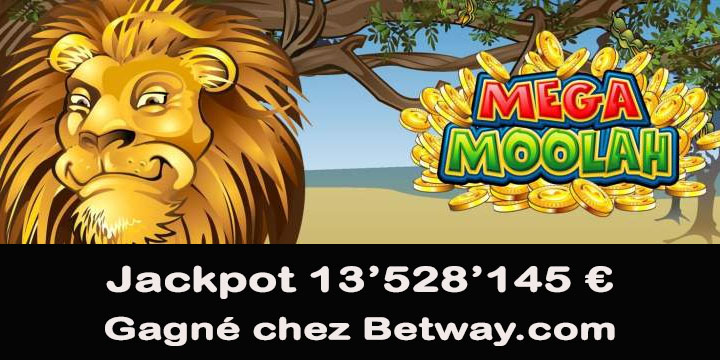 Jackpot Mega Moolah de plus de 13 millions gagné chez Betway.com